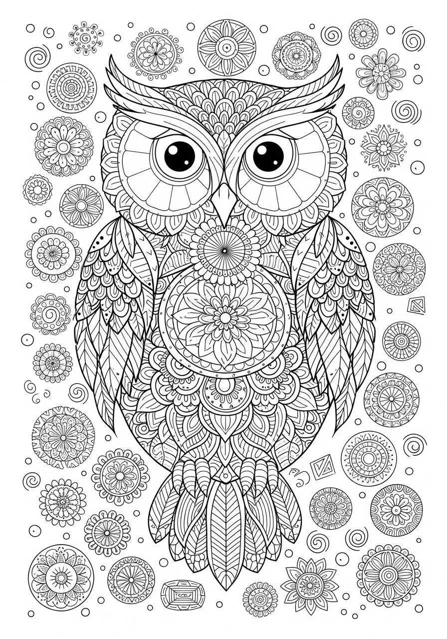 Owl Mandala Coloring Page