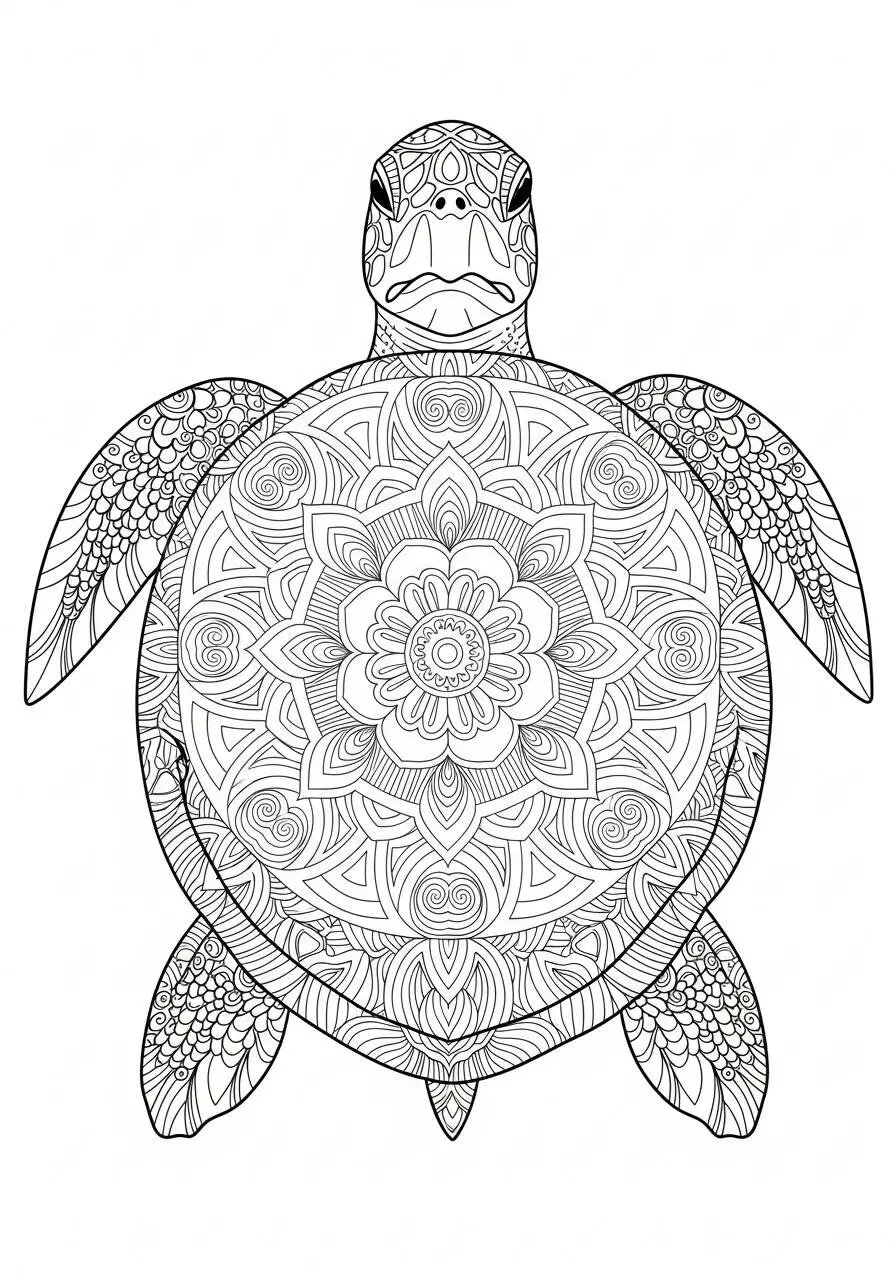 Turtle Mandala Coloring Page