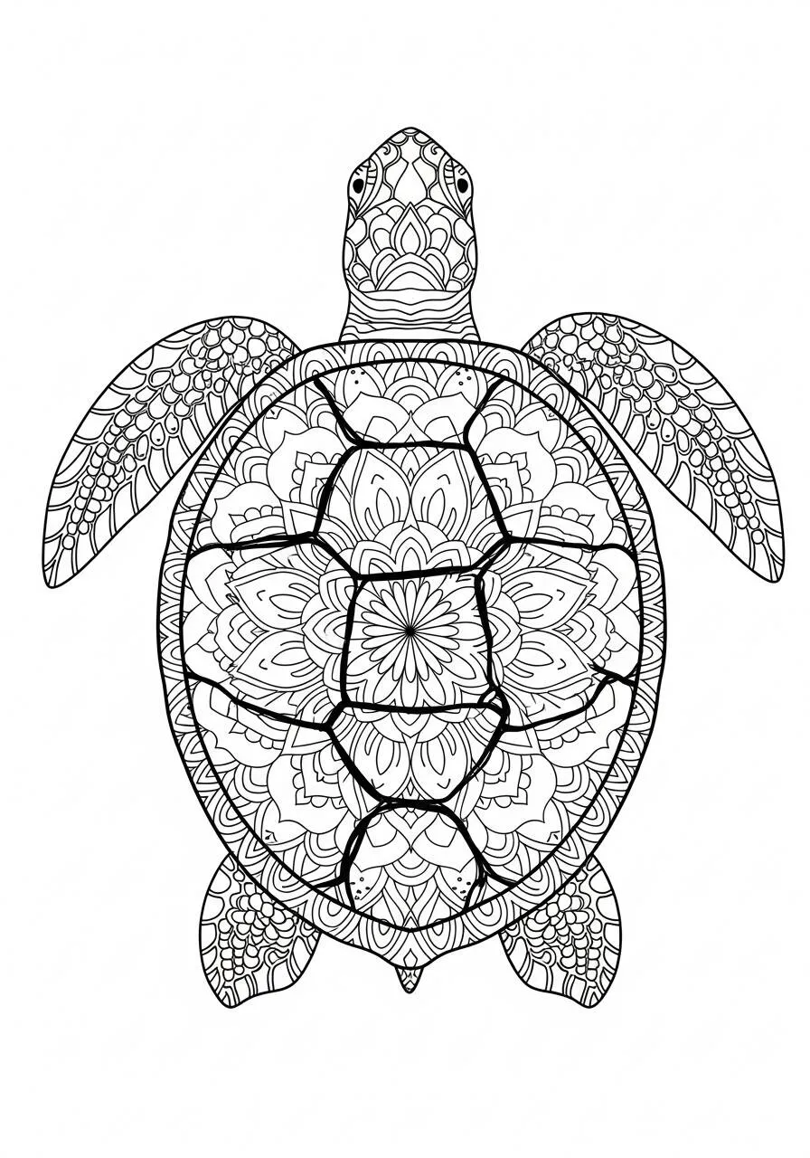 Turtle Mandala Coloring Page