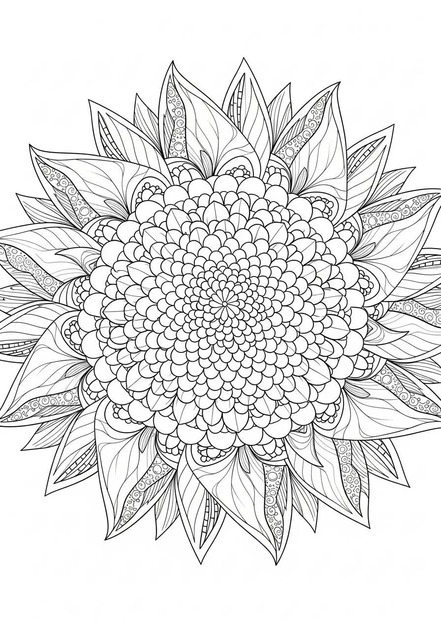 Detailed Floral Mandala Coloring Page