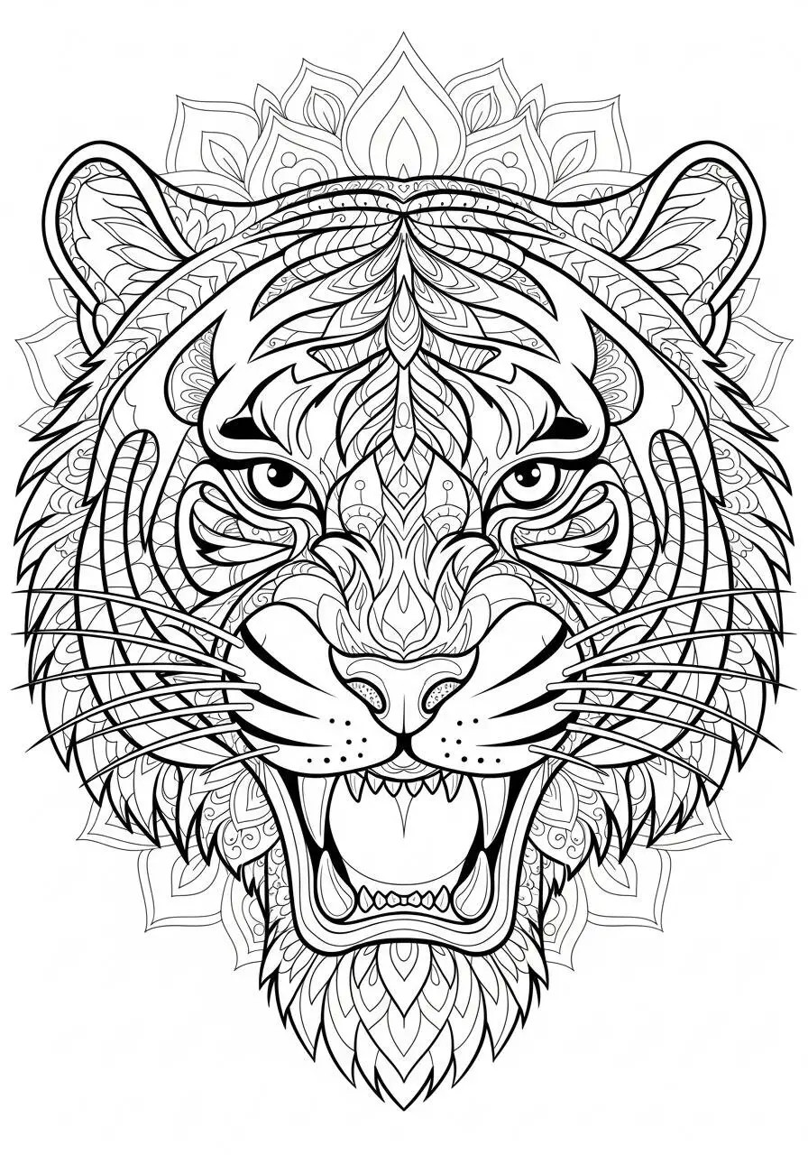 Tiger Mandala Coloring Page