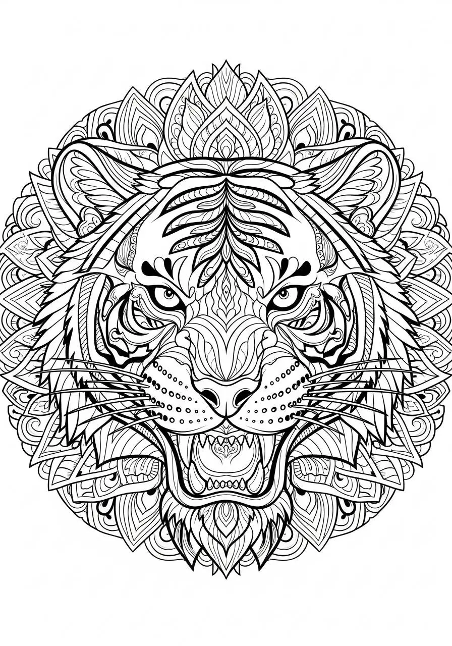 Tiger Mandala Coloring Page