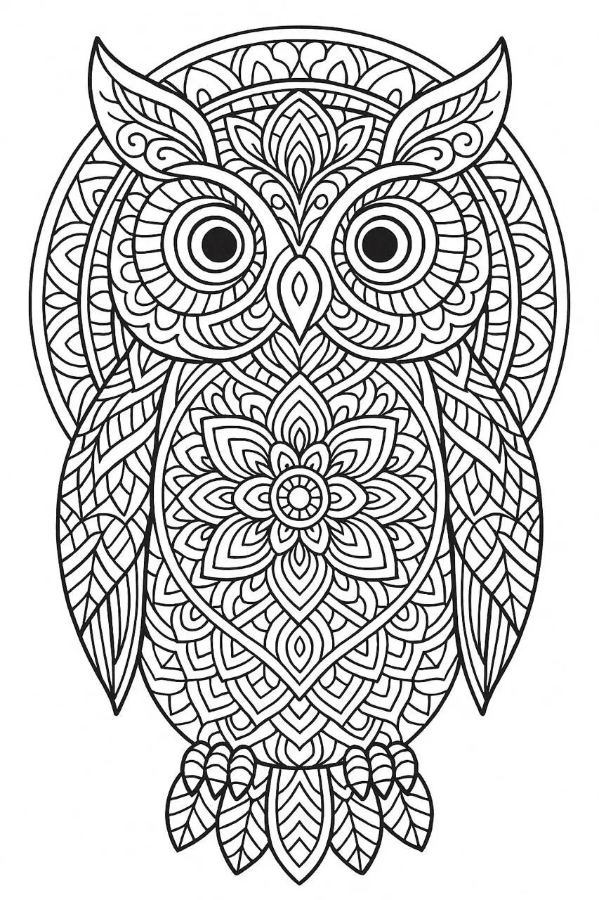 Owl Mandala Coloring Page