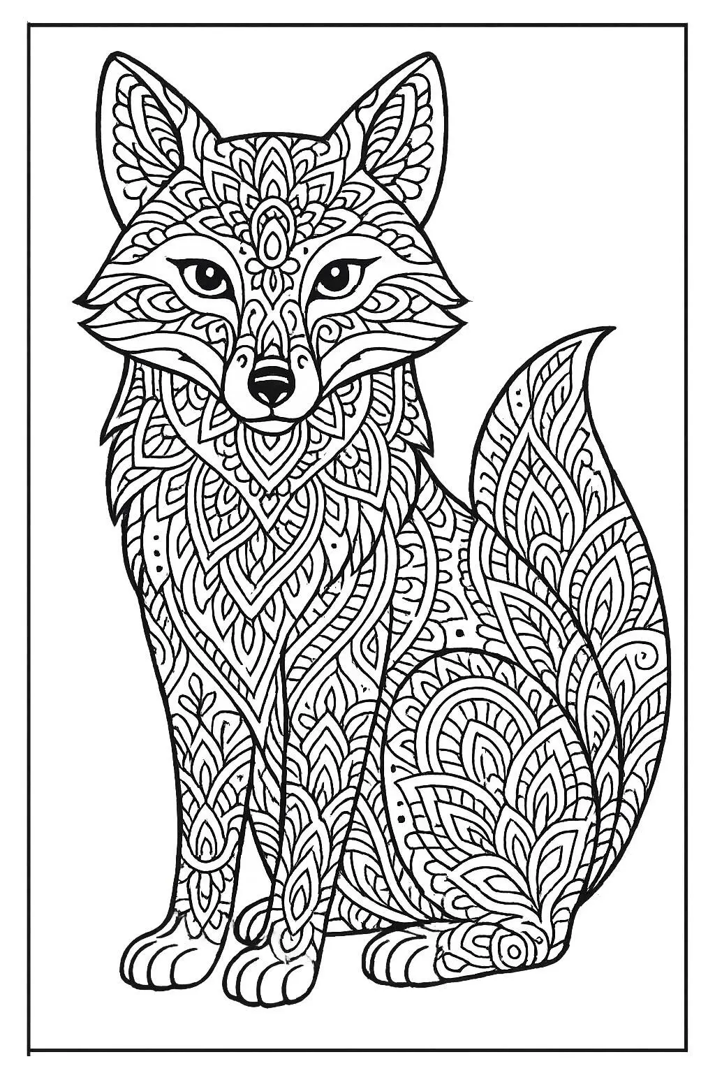 Fox Mandala Coloring Page