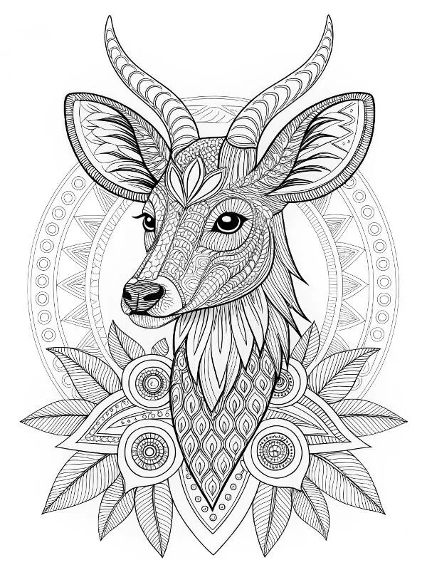 Deer Mandala Coloring Page