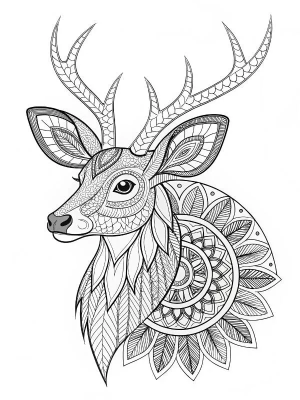 Deer Mandala Coloring Page