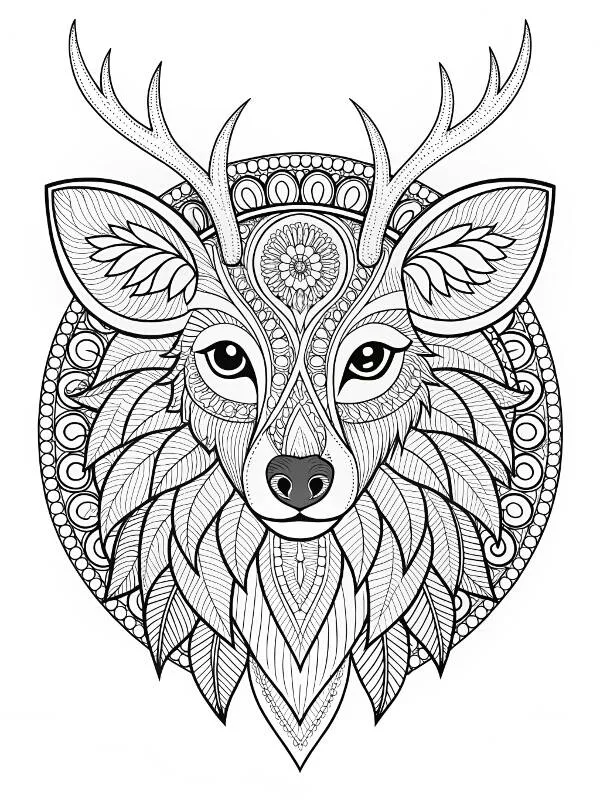 Deer Mandala Coloring Page