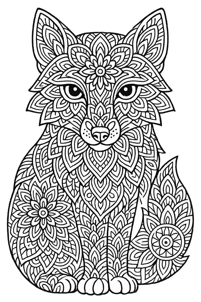 Fox Mandala Coloring Page