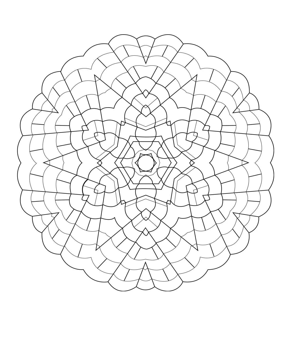 Mandala Drawing with Geometric Patterns to Color