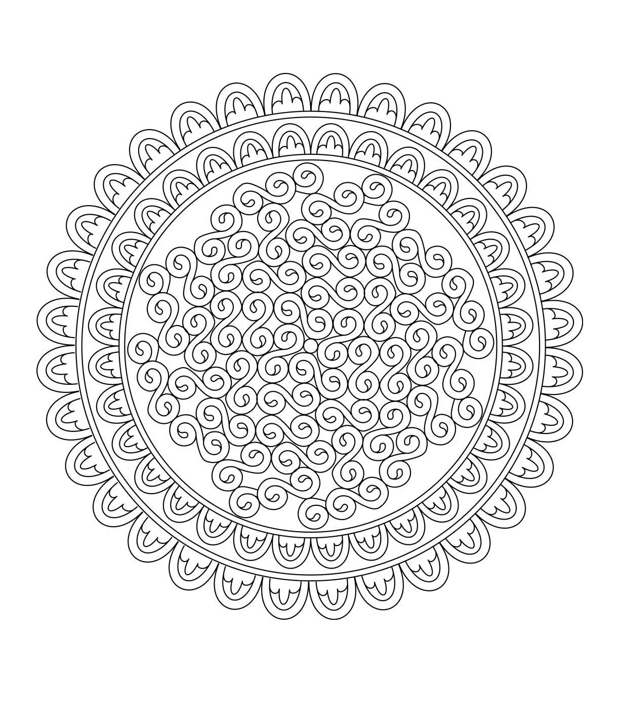 Mandala with Spiral Pattern Coloring Page