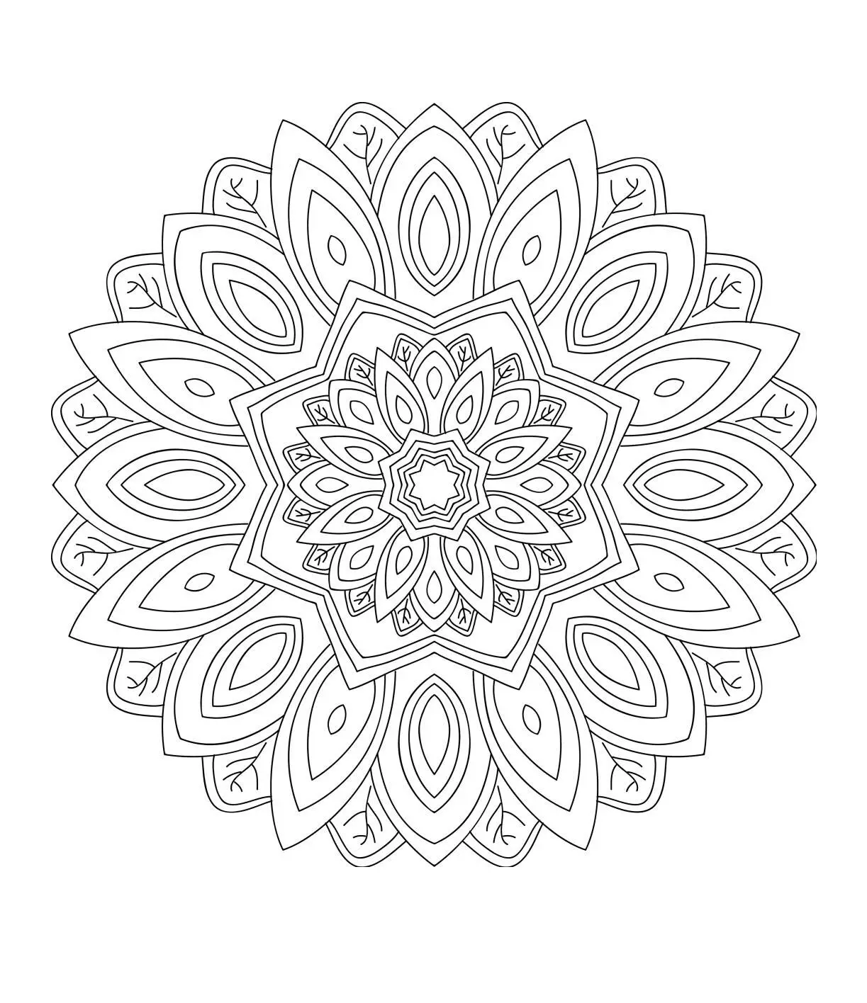 Complex Floral Mandala Coloring Page