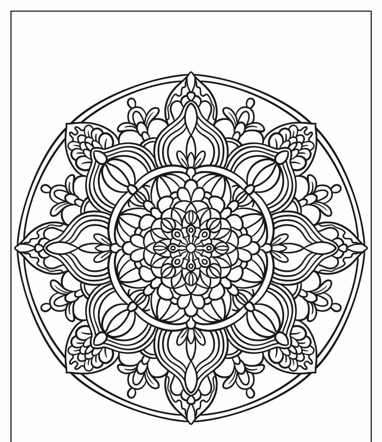 Complex Floral Mandala Coloring Page