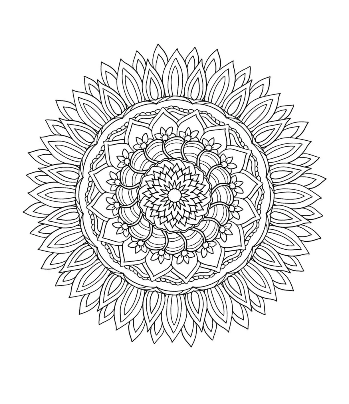 Complex Floral Mandala Coloring Page