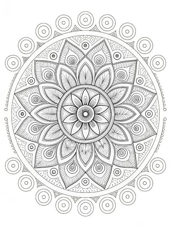 Intricate Floral Mandala Coloring Page