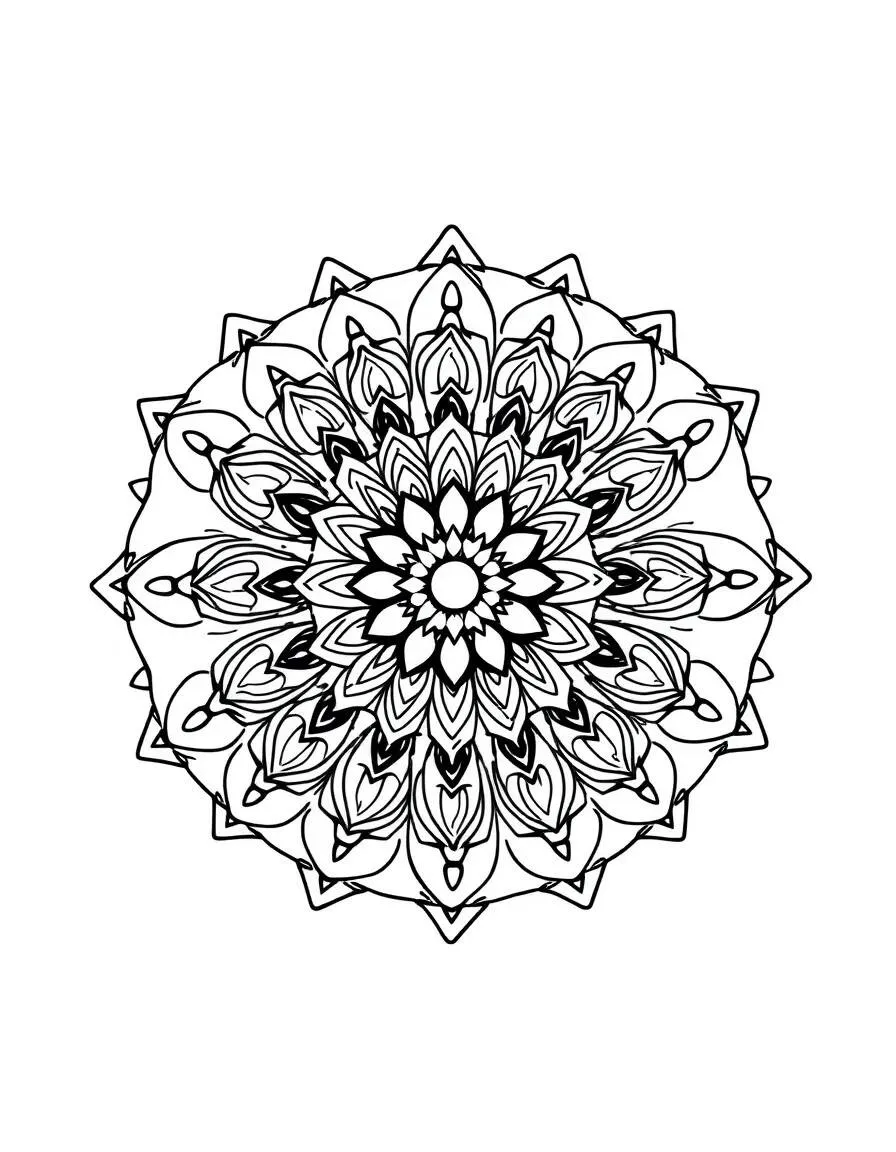 Detailed Floral Mandala Coloring Page
