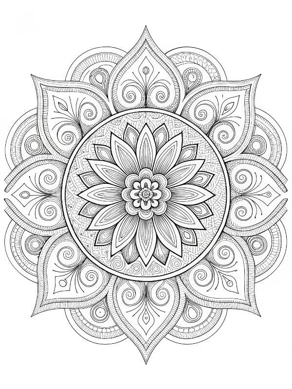 Intricate Floral Mandala Coloring Page