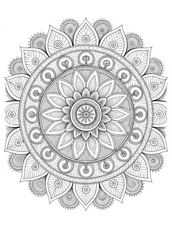 Intricate Floral Mandala Coloring Page