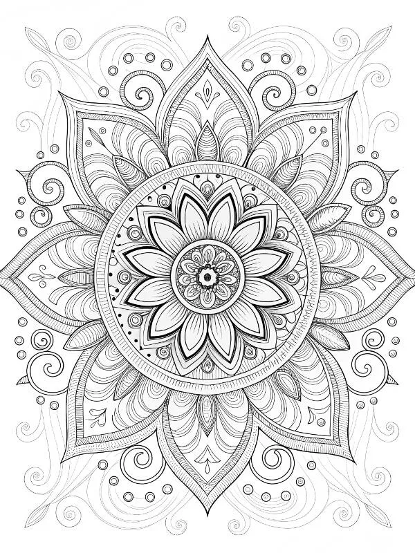 Intricate Floral Mandala Coloring Page