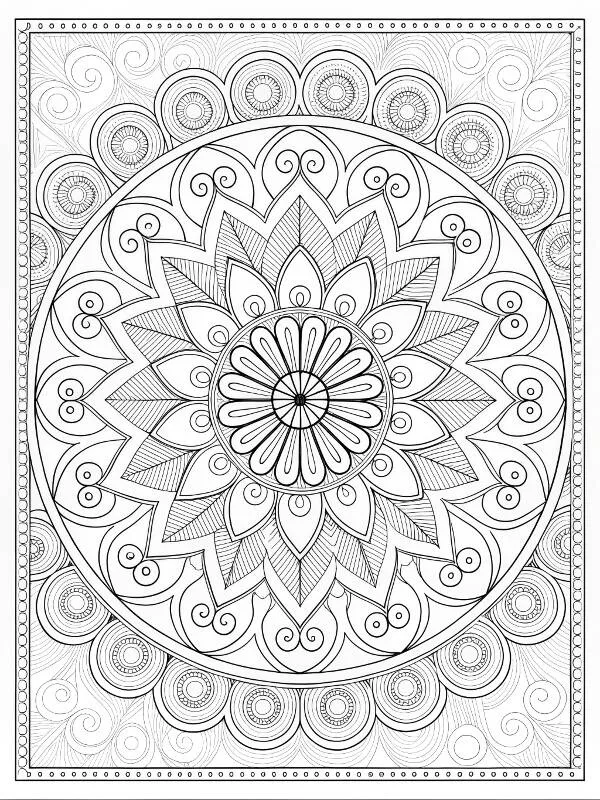 Intricate Floral Mandala Coloring Page
