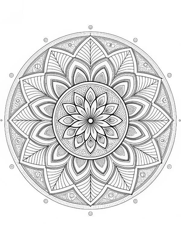 Desenho de Mandala Floral Complexa para Colorir