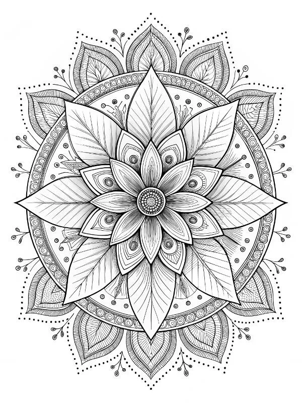 Detailed Floral Mandala Coloring Page