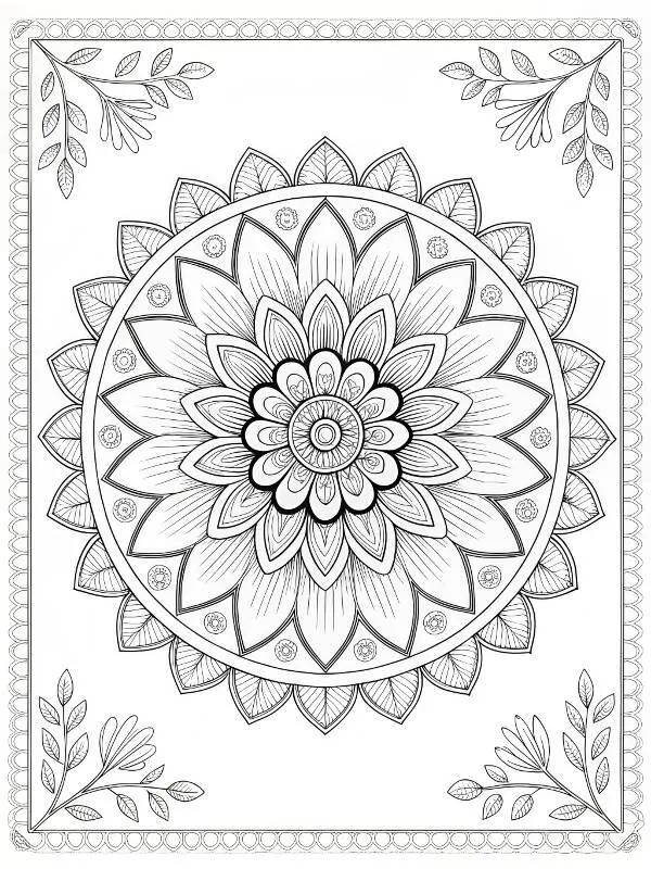Desenho de Mandala Floral Detalhada para Colorir