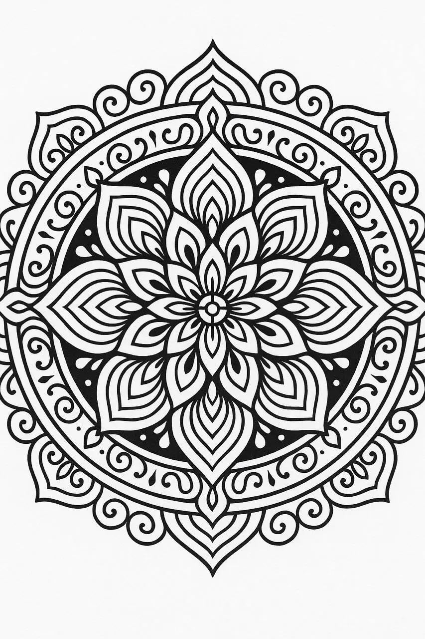 Intricate Floral Mandala Coloring Page