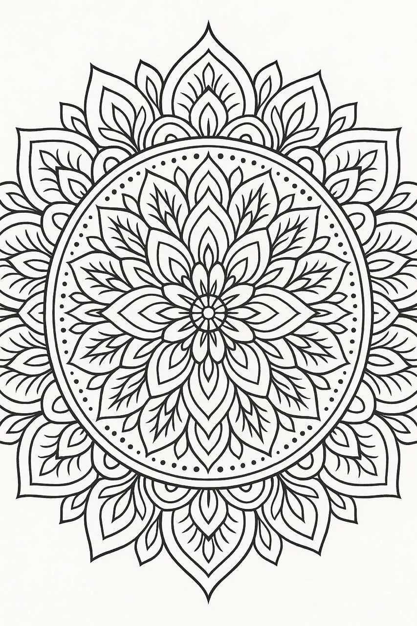 Complex Floral Mandala Coloring Page