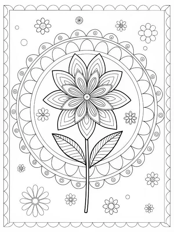 Mandala with Central Flower Coloring Page