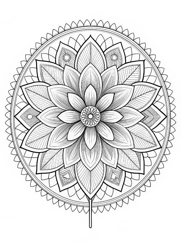 Detailed Floral Mandala Coloring Page