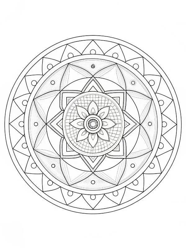 Desenho de Mandala Floral Intrincada para Colorir