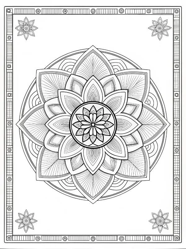 Desenho de Mandala Floral Elaborada para Colorir