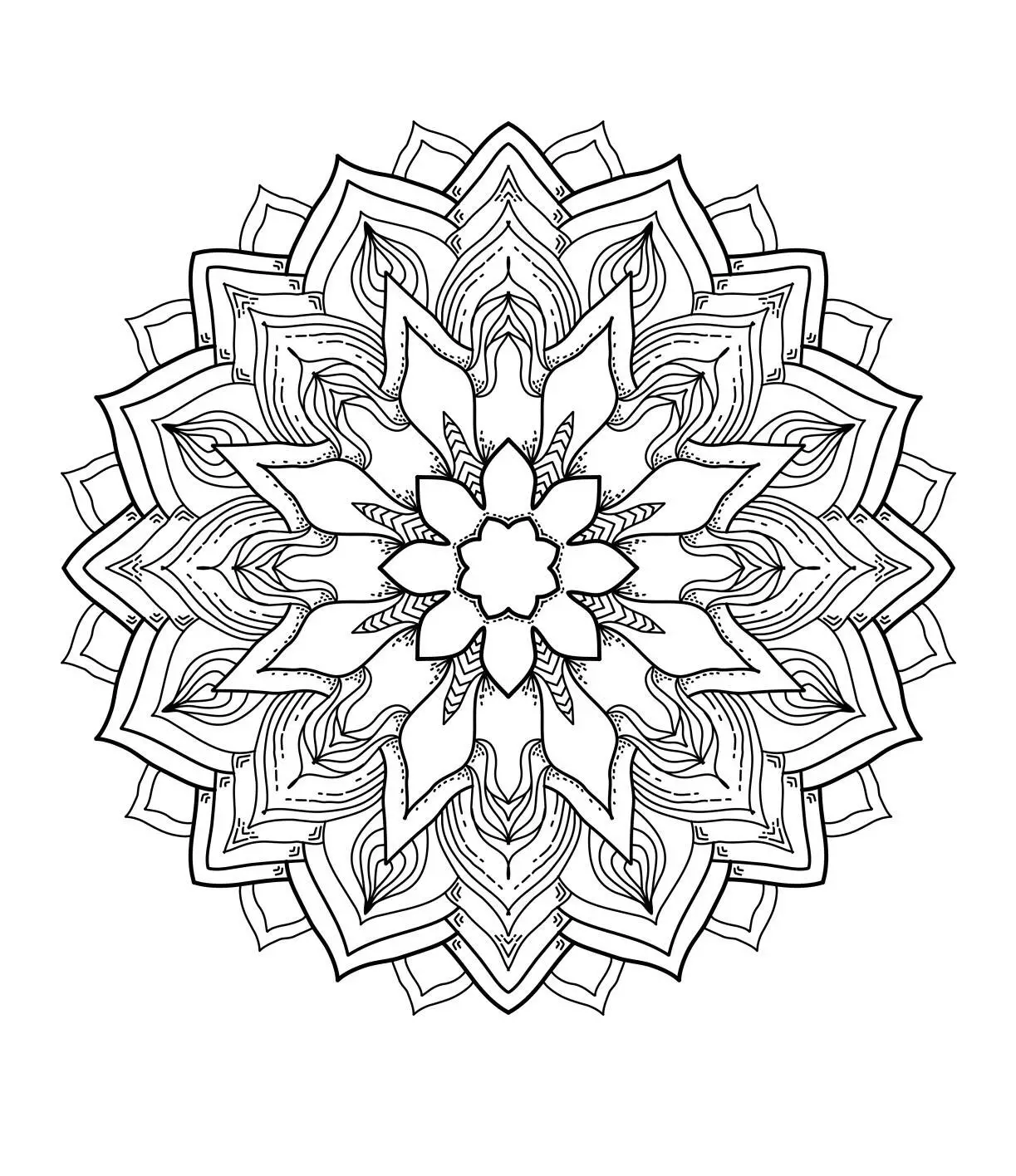 Desenho de Mandala Floral Complexa para Colorir