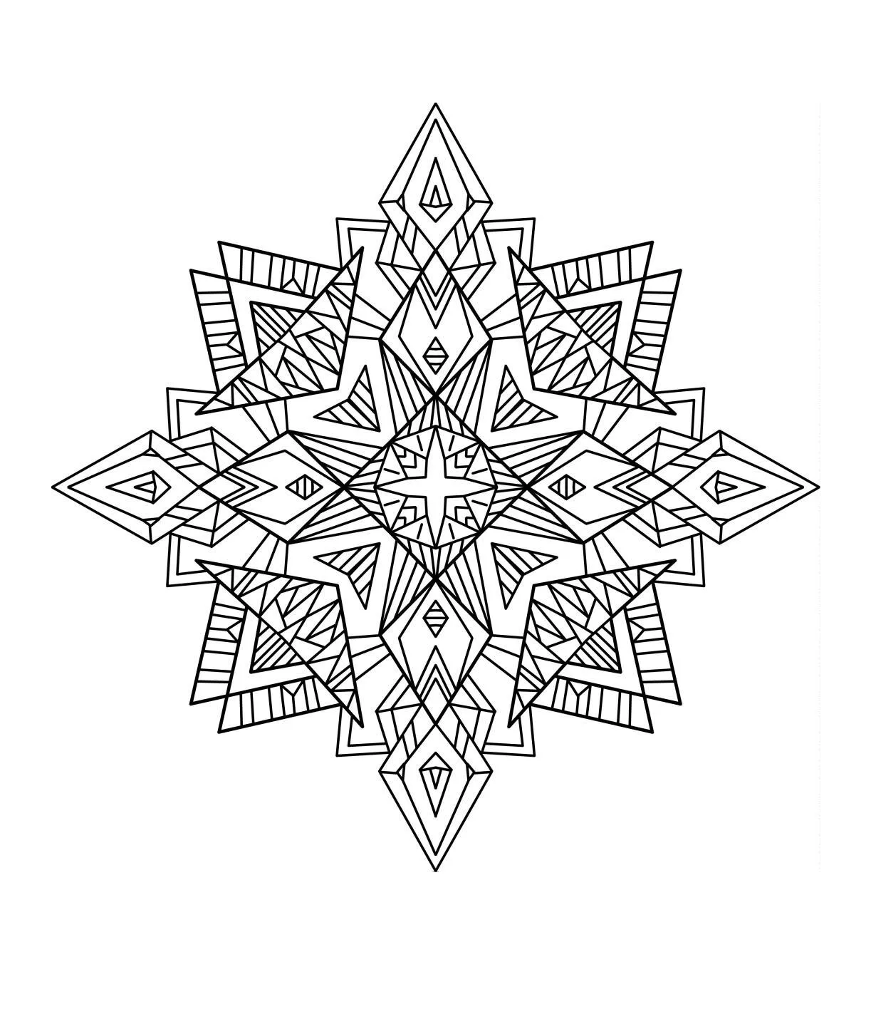 Desenho de Mandala Geométrica Estrela para Colorir