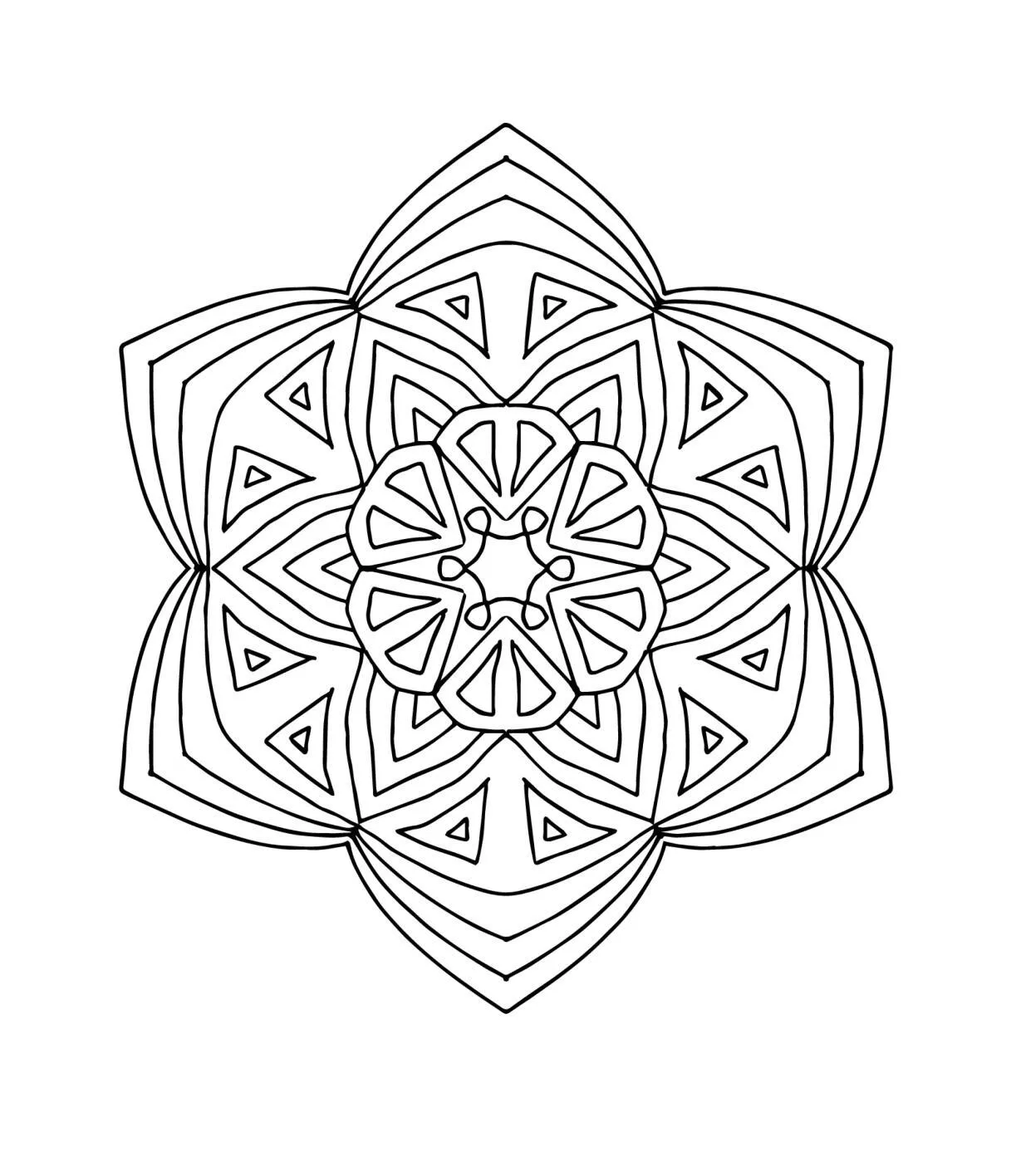 Desenho de Mandala Floral Simples para Colorir