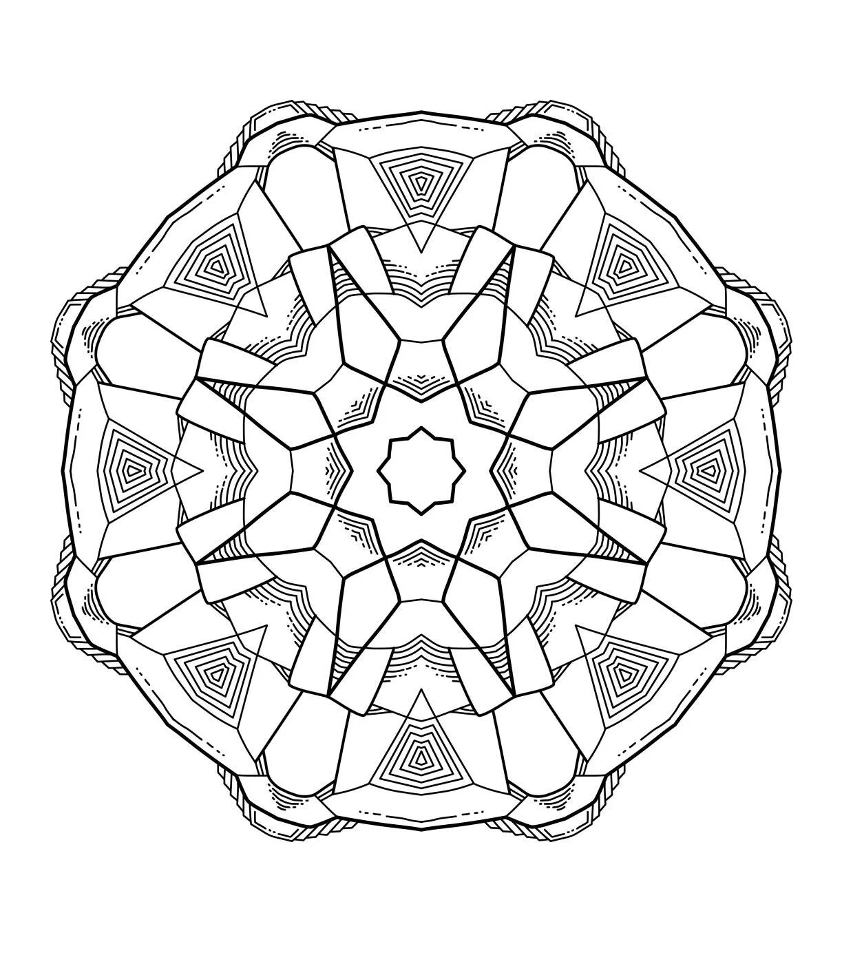 Desenho de Mandala Geométrica para Colorir