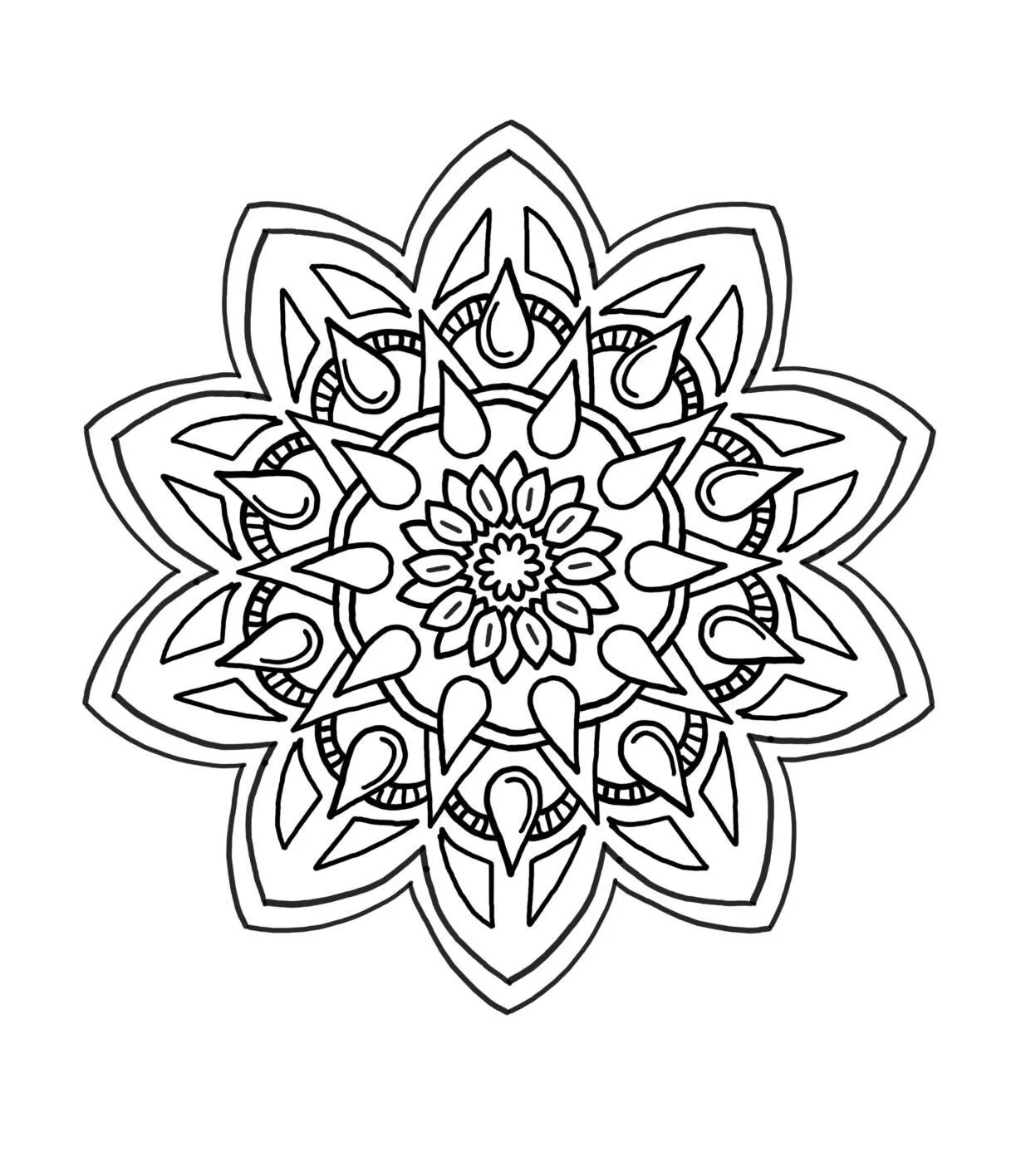 Desenho de Mandala Floral Intricado para Colorir