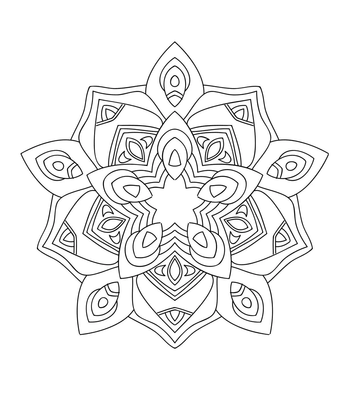 Desenho de Mandala Floral Complexa para Colorir