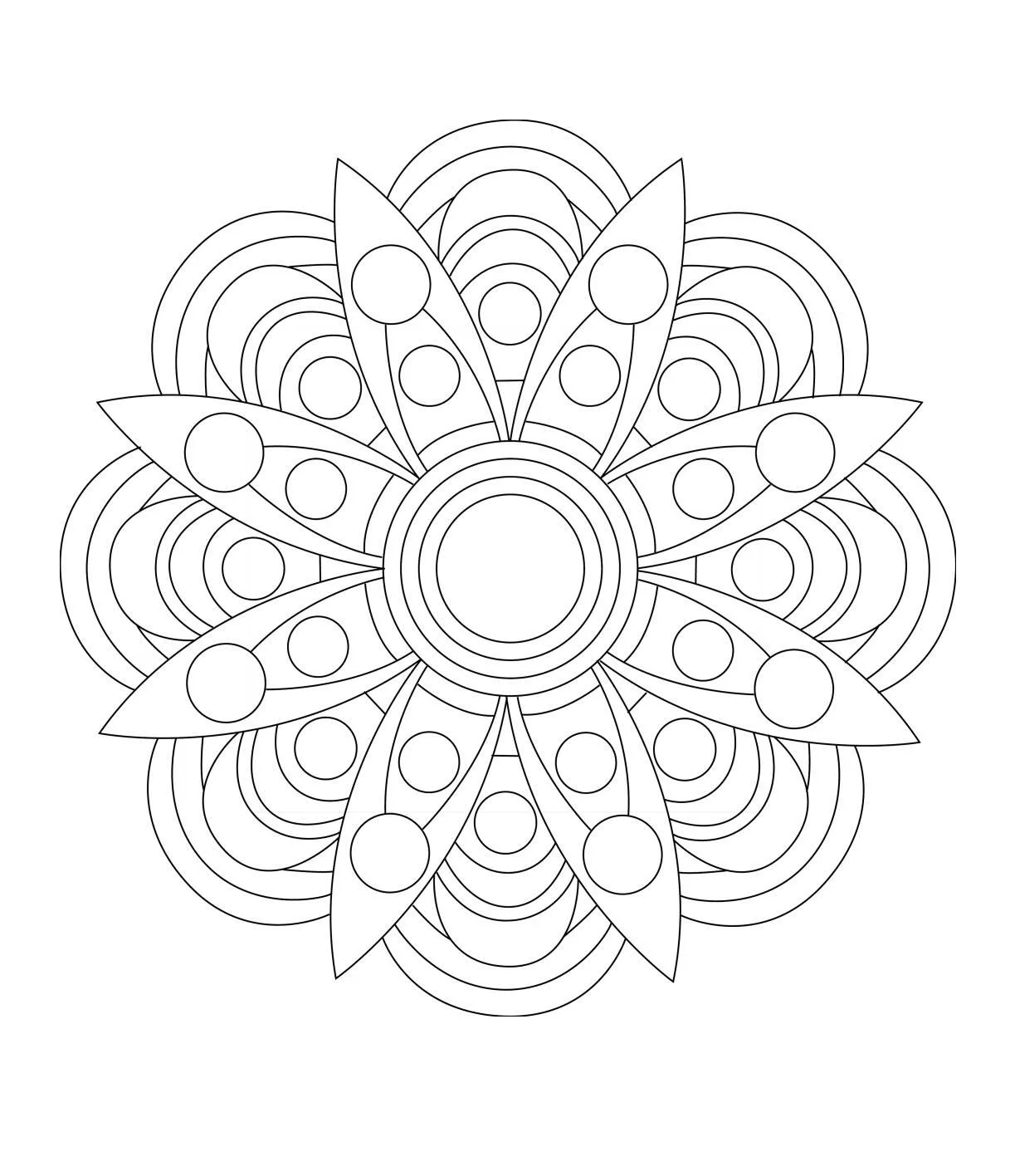 Desenho de Mandala Floral Simples para Colorir