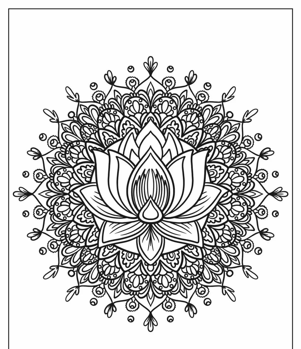 Desenho de Mandala de Flor de Lótus para Colorir