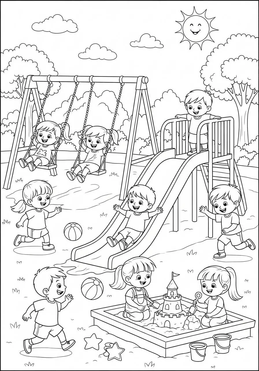 Desenho para Meninos de Parque Infantil para Colorir