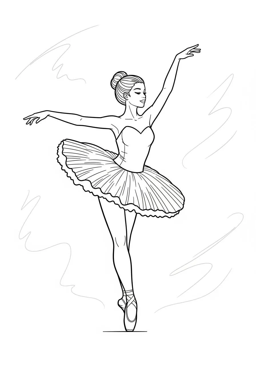 Elegant Ballerina Girls Coloring Page