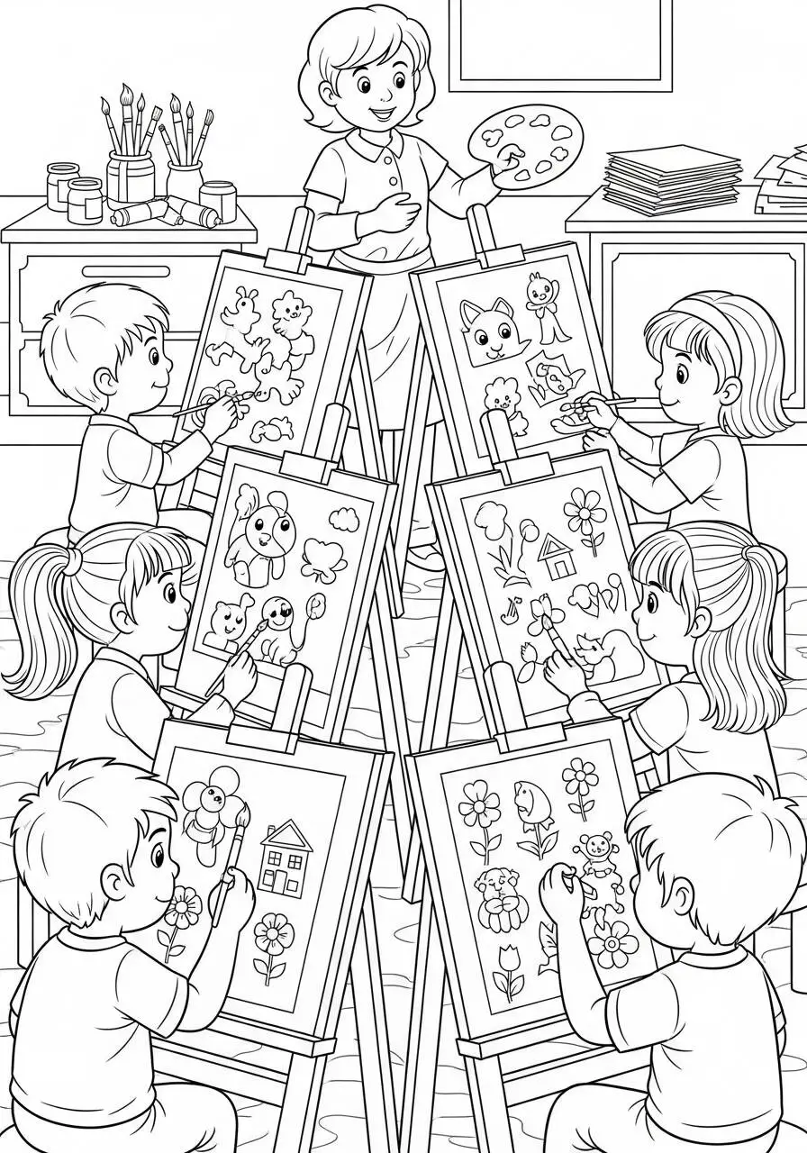 Desenho para Meninos de Aula de Pintura para Colorir