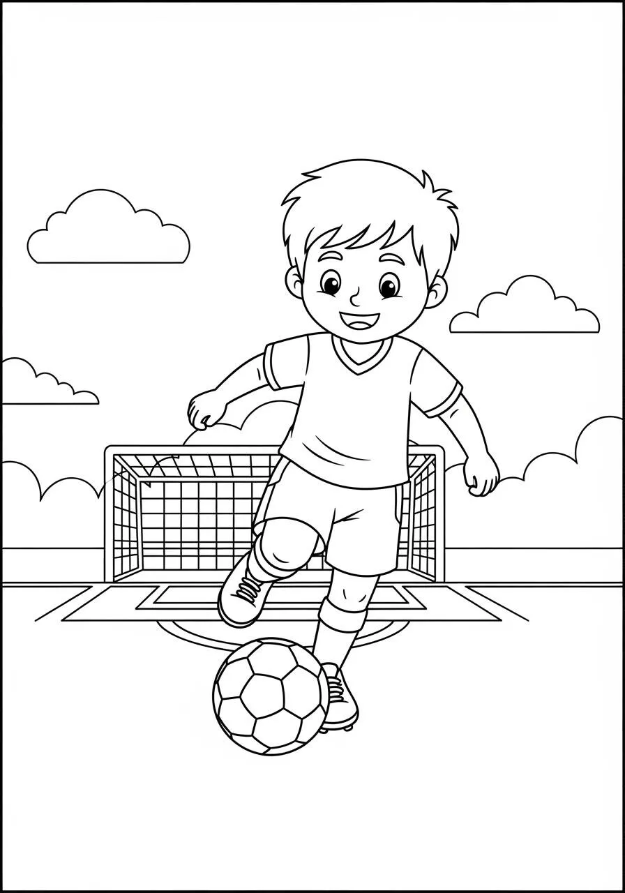 Football Coloring Page for Boys with Ball