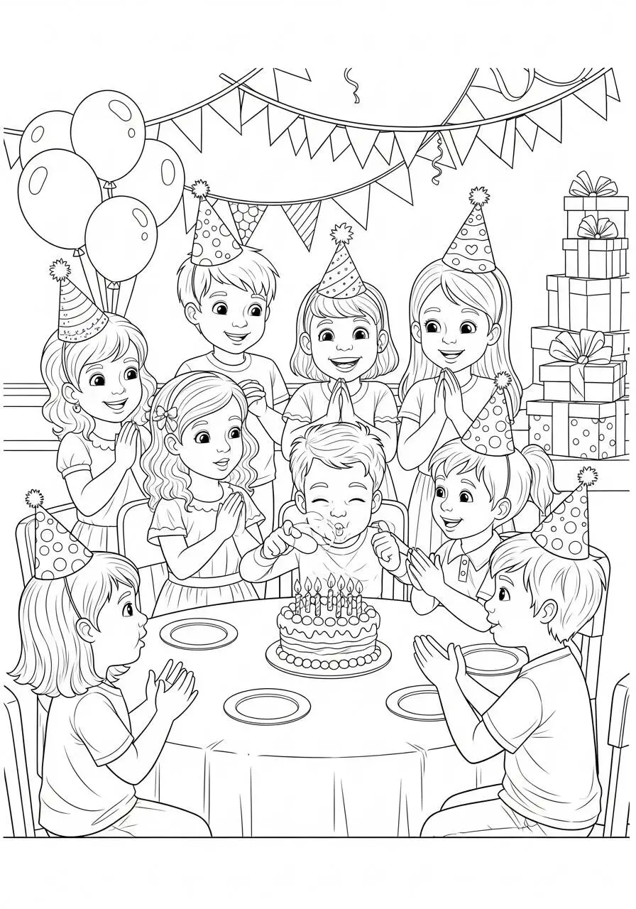 Desenho para Meninos de Festa de Aniversário para Colorir