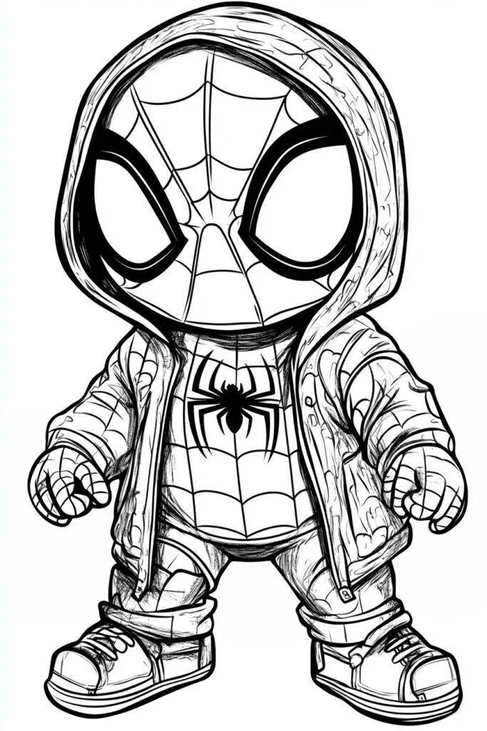 Desenho para Meninos de Super Herói com Capuz para Colorir
