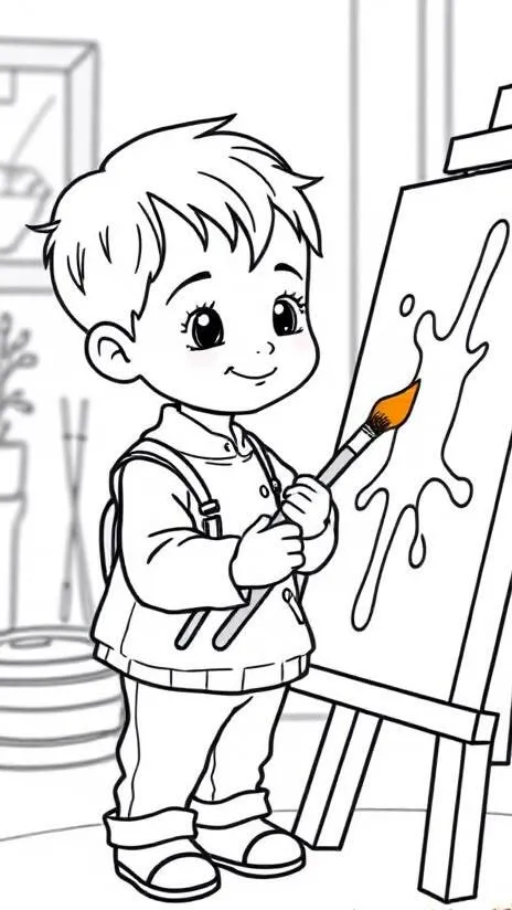 Artist Painter Coloring Page for Boys