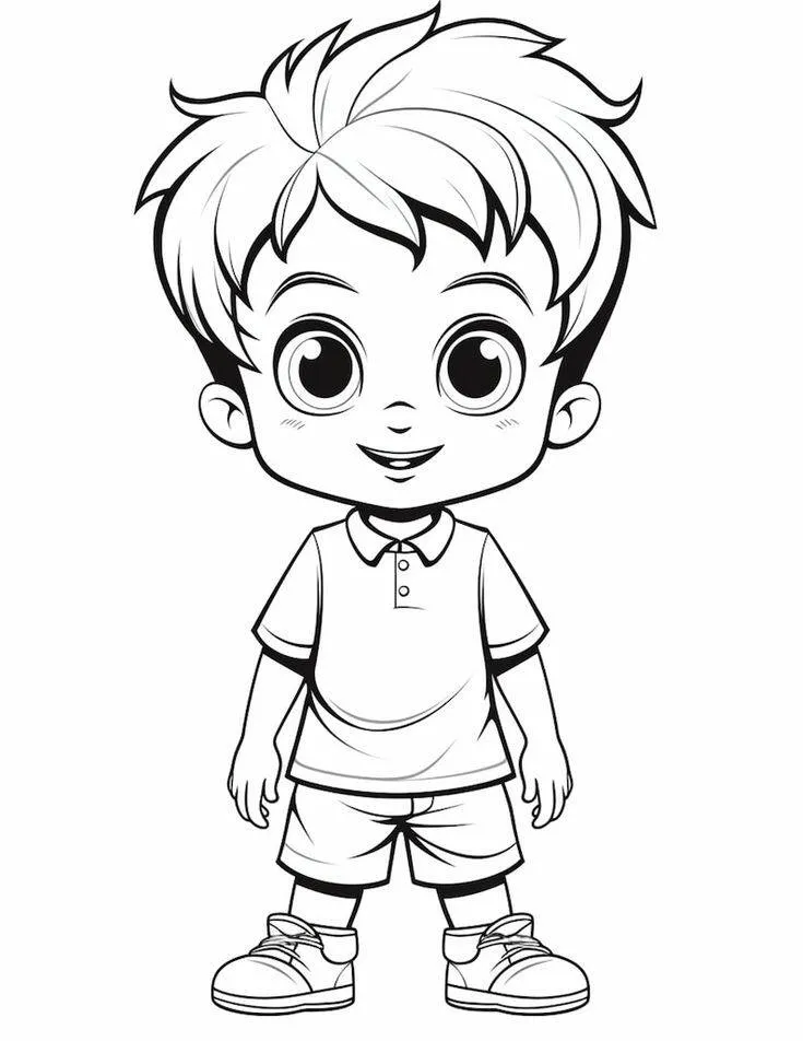 Boy with T-shirt Coloring Page