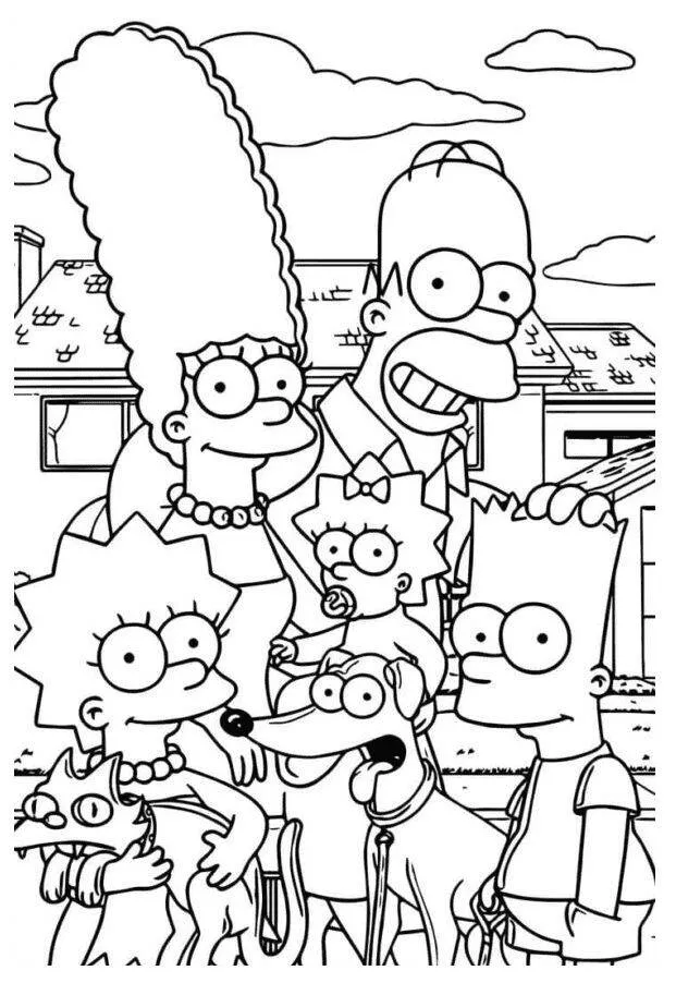 Animated Family Coloring Page for Boys