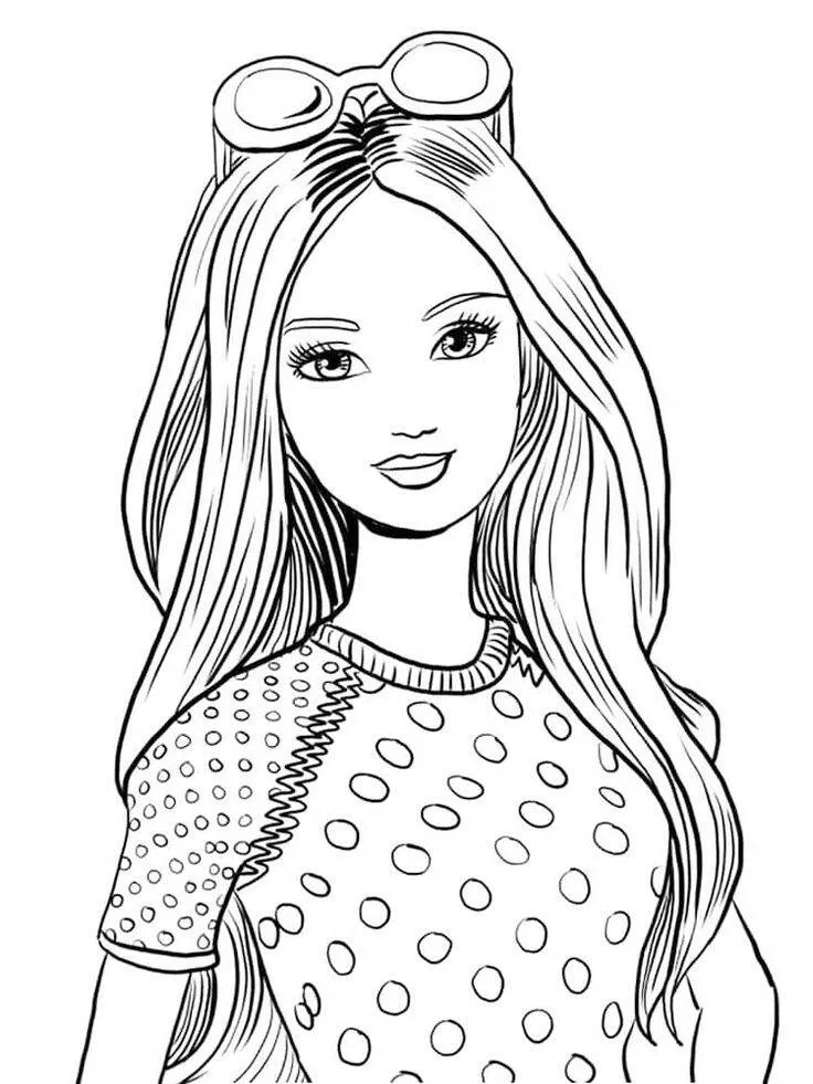 Stylish Girl with Sunglasses Coloring Page